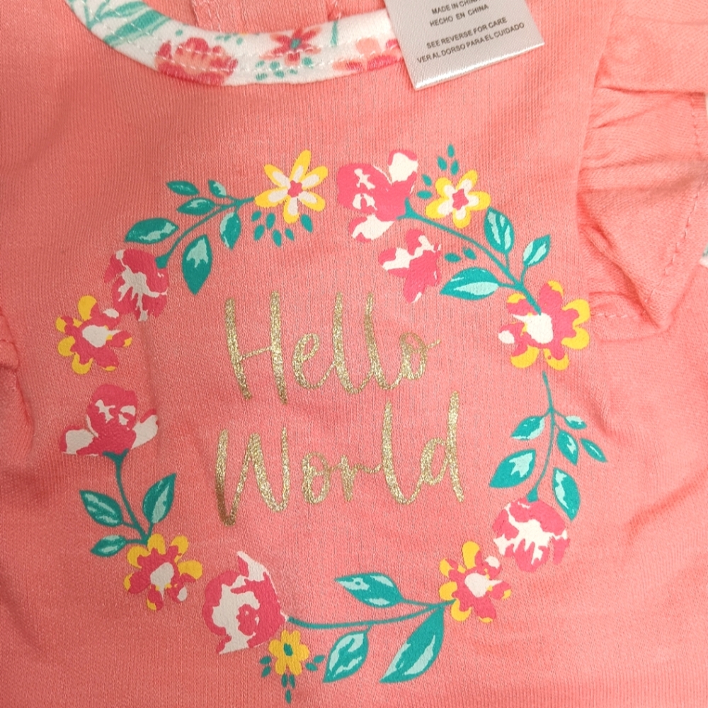 Nicole Miller New York Peach Spring Floral Onesie 0/3 Months NWT! - Picture 4 of 9